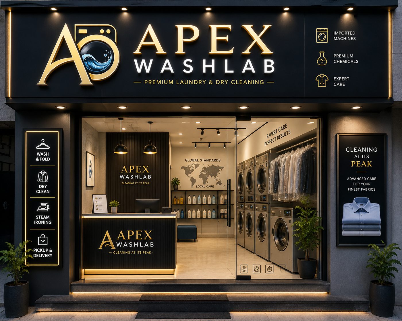 Apex WashLab storefront in Peer Muchalla, Zirakpur